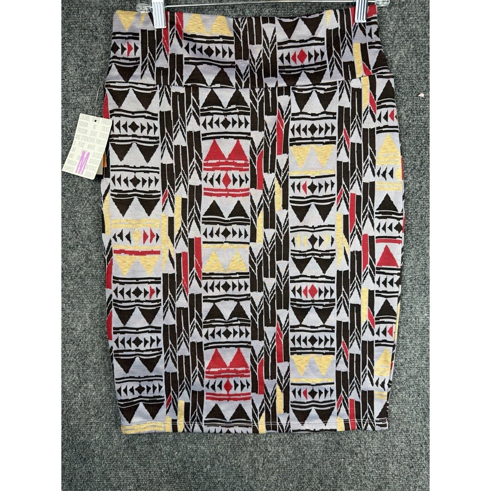 Lularoe Aztec Geometric Medium Cassie Pencil Skirt Gray Boho Office NEW! - Picture 4 of 9